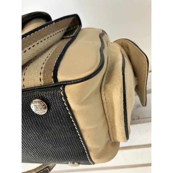 MICHAEL KORS SATIN, CANVAS STRIPED BLINGED MAKEUP DUFFLE BAG - Picture 10 of 16